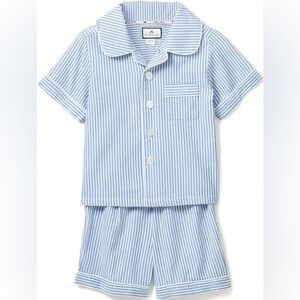 Kid's Twill Pajama Short Set in French Blue Heritage Stripe 3T
